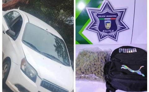 Policía Municipal de Xilitla incauta marihuana en auto