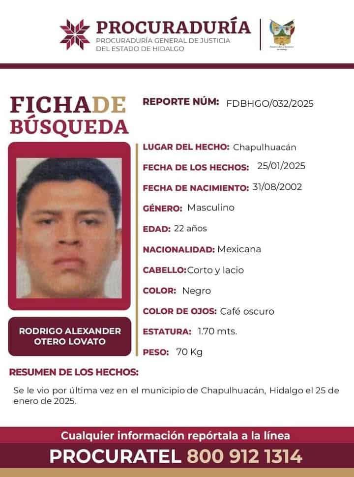 Dos desaparecidos en Chapulhuacán, Hidalgo