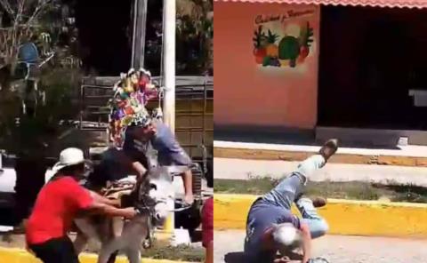 Alcalde de Hidalgo se cae de un burro durante festejos del carnaval; testigos acusan que estaba en estado de ebriedad