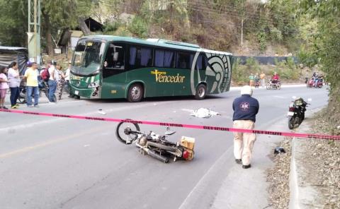 Motociclista fallece tras impactarse contra autobús en Tamazunchale