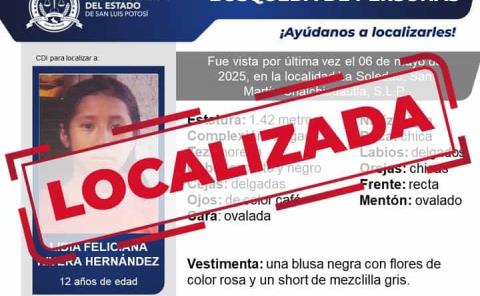 FGE localizó a menor extraviada