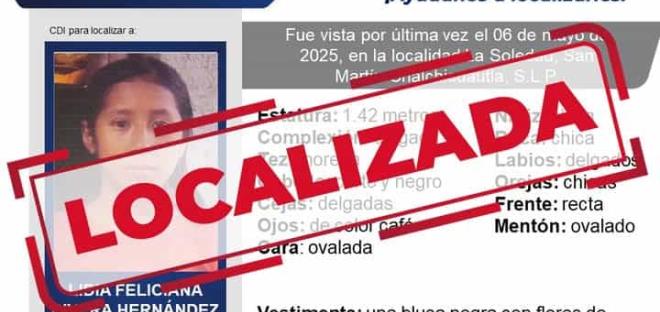 FGE localizó a menor extraviada
