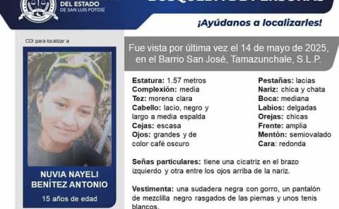 Menor de 15 años desaparecida; FGE activa alerta de búsqueda en Tamazunchale
