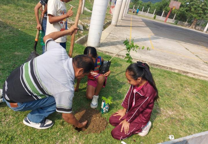 Entregan 100 plantas en Mecachiquico para reforestar escuelas