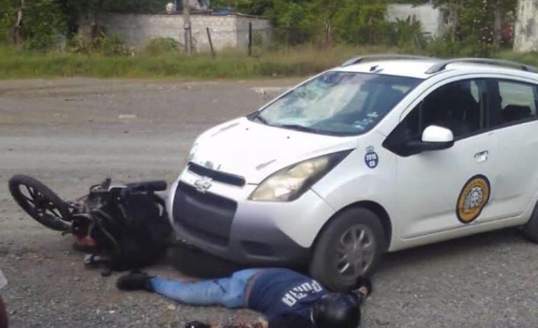 Herido en choque joven motociclista