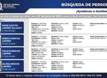 Buscan a madre y sus tres hijas