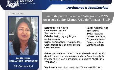 Mujer desaparecida en Axtla de Terrazas