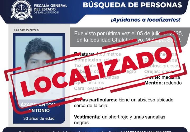 Localizan a masculino reportado como desaparecido