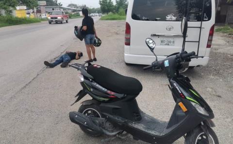 Pareja lesionada al derrapar moto