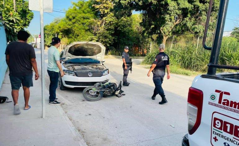 Ebrio motociclista provocó accidente      