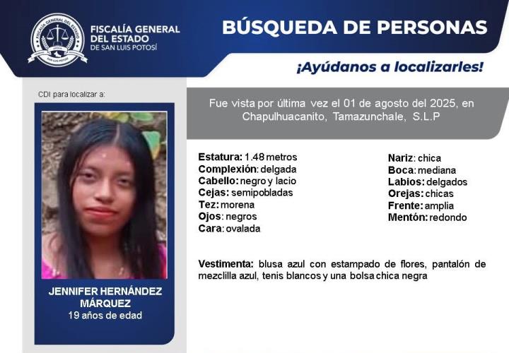 FGE alerta por joven desaparecid
