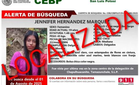 Localizan a joven desaparecida