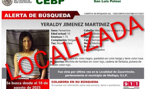 LOCALIZARON A MENOR DESAPARECIDA