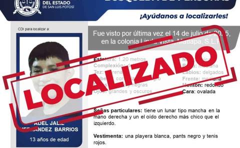 Localizan a menor desaparecido