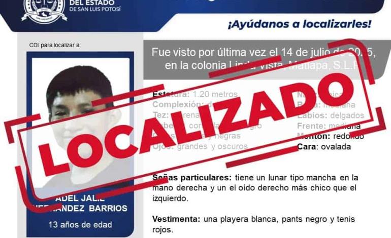 Localizan a menor desaparecido