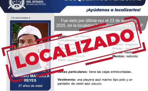 Localizan a desaparecido