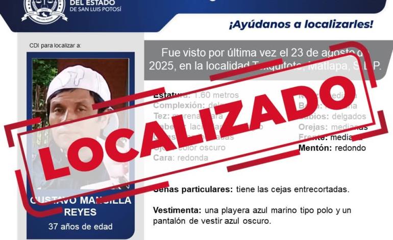 Localizan a desaparecido