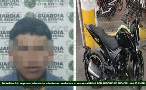 Presunto delincuente  traía una moto robada     

