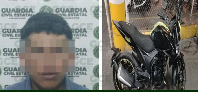 Presunto delincuente  traía una moto robada     