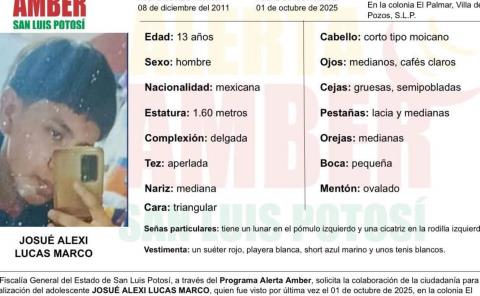 Activan Alerta Amber para localizar a menor     
