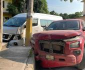 Dos camionetas se impactaron en Tamuín