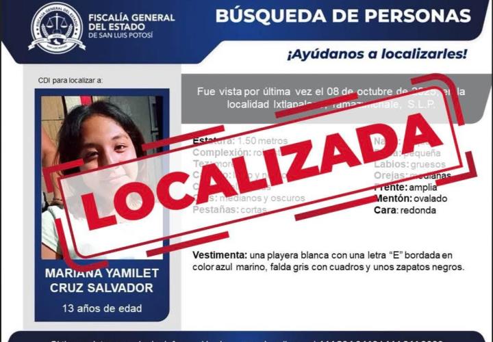 Localizaron a menor desaparecida
